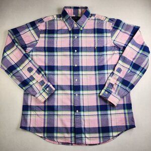 Ralph Lauren Shirt Mens XL Pink Blue Plaid Button Down Classic Fit Pony